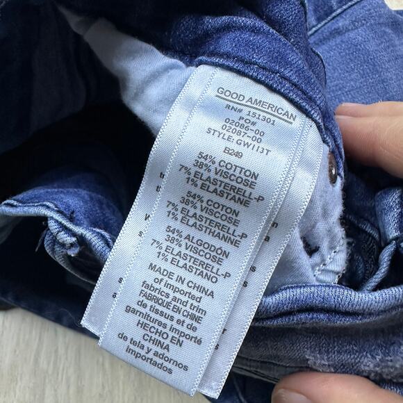 Good American Good Waist Distressed Skinny Stretch Slim Denim Jeans GW113T 4/27 - Picture 14 of 16